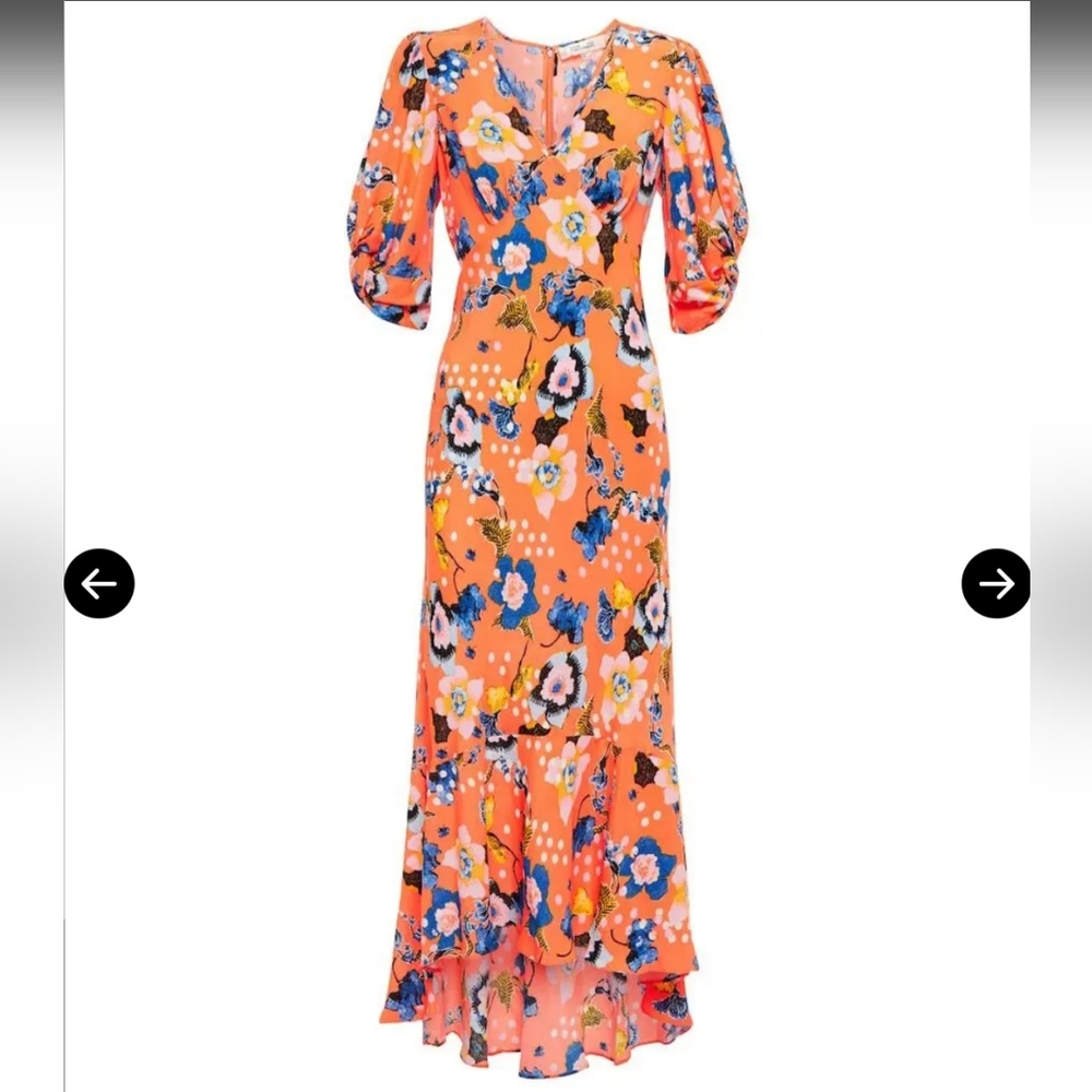 NWOT DVF Diane Von Furstenberg TATI Midi Puff Sleeve‎ Bias Cut Dress size 6